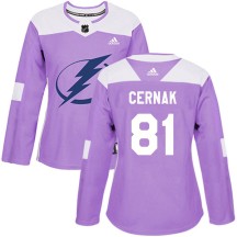 Erik Cernak Tampa Bay Lightning Adidas Women's Authentic Fights Cancer Practice Jersey - Purple