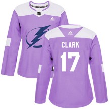 Wendel Clark Tampa Bay Lightning Adidas Women's Authentic Fights Cancer Practice Jersey - Purple
