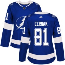 Erik Cernak Tampa Bay Lightning Adidas Women's Authentic Home Jersey - Blue